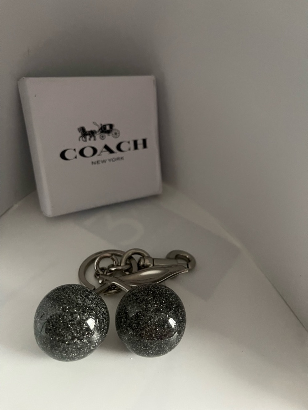 Coach Silver-Tone Leaf  Cherry Key Fob Charm